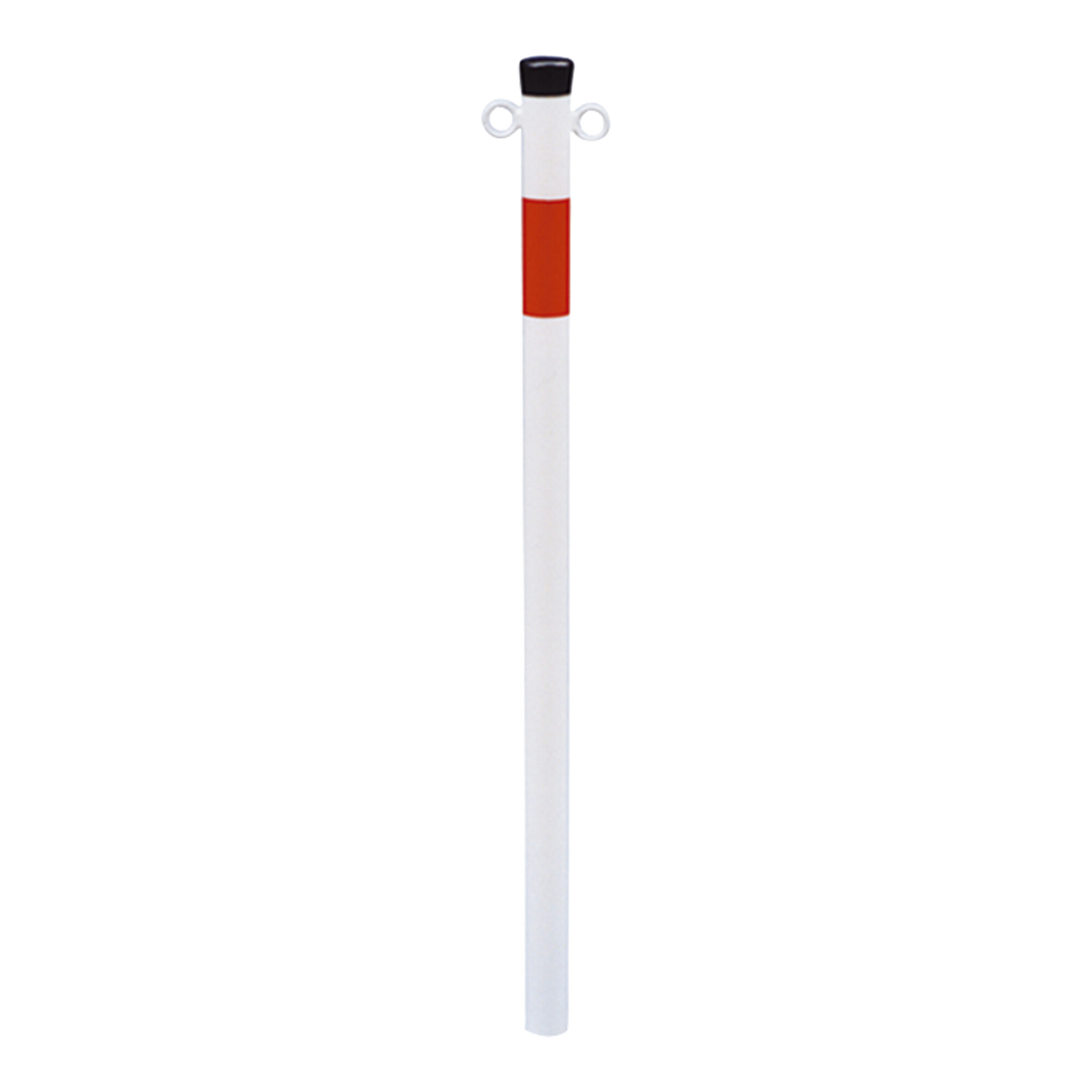 Schake Absperrpfosten Typ 4042B/2, ortsfest, Ø42mm, zum Einbetonieren, weiß / rot + 2 Ösen