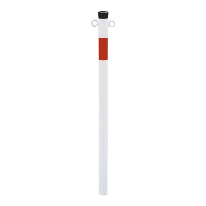 Schake Absperrpfosten Typ 4042B/2, ortsfest, Ø42mm, zum Einbetonieren, weiß / rot + 2 Ösen