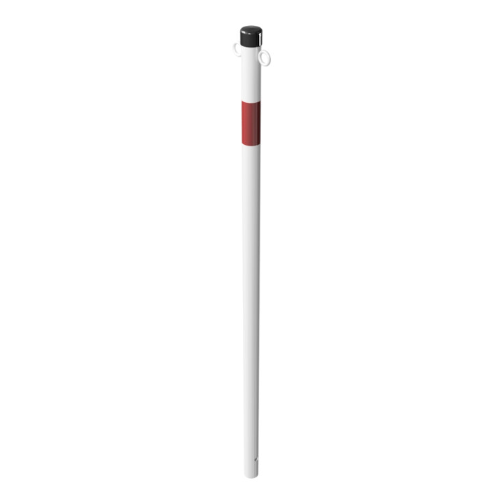 Schake Absperrpfosten Typ 4042B/2, ortsfest, Ø42mm, zum Einbetonieren, weiß / rot + 2 Ösen