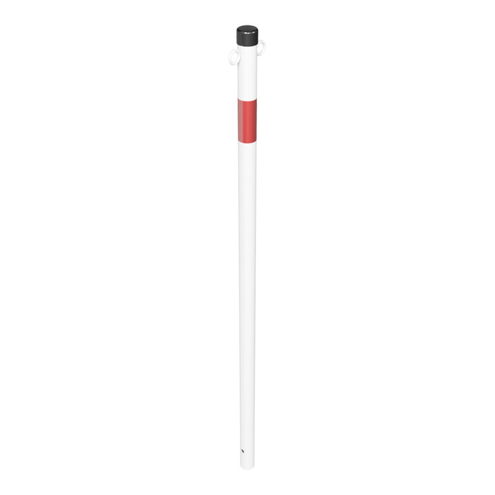Schake Absperrpfosten Typ 4042B/2, ortsfest, Ø42mm, zum Einbetonieren, weiß / rot + 2 Ösen