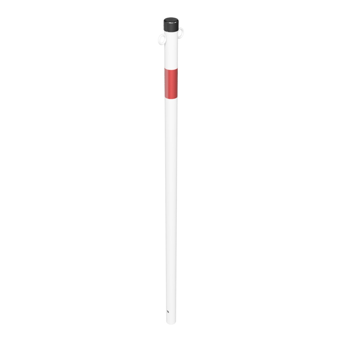 Schake Absperrpfosten Typ 4042B/2, ortsfest, Ø42mm, zum Einbetonieren, weiß / rot + 2 Ösen