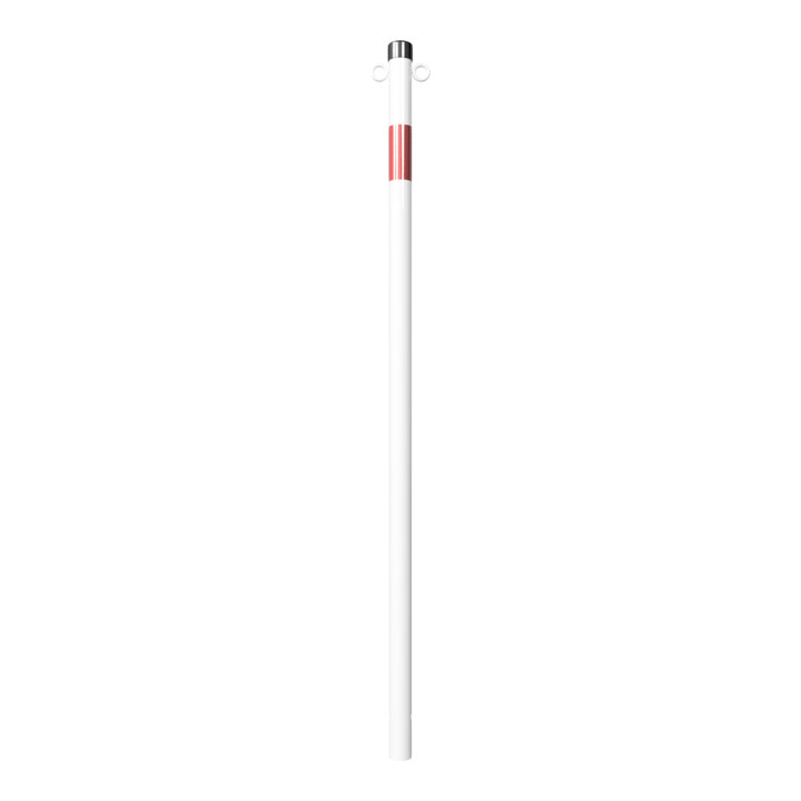 Schake Absperrpfosten Typ 4042B/2, ortsfest, Ø42mm, zum Einbetonieren, weiß / rot + 2 Ösen
