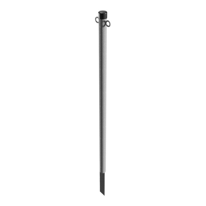 Schake Absperrpfosten Typ 4042E/2, ortsfest, Ø42mm, zum Einschlagen, Gesamtlänge 1300 mm + zwei Ösen