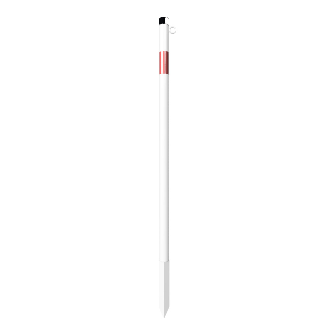 Schake Absperrpfosten Typ 4042EB/1, ortsfest, Ø42mm + Einschlagspitze, weiß / rot + 1 Öse