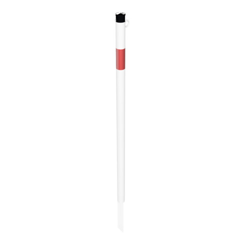 Schake Absperrpfosten Typ 4042EB/1, ortsfest, Ø42mm + Einschlagspitze, weiß / rot + 1 Öse