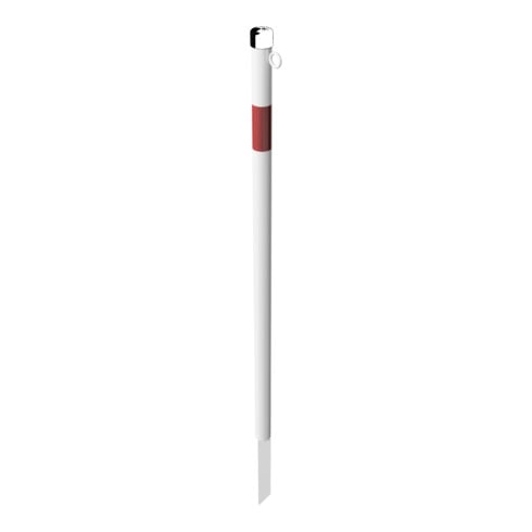 Schake Absperrpfosten Typ 4042EB/1, ortsfest, Ø42mm + Einschlagspitze, weiß / rot + 1 Öse