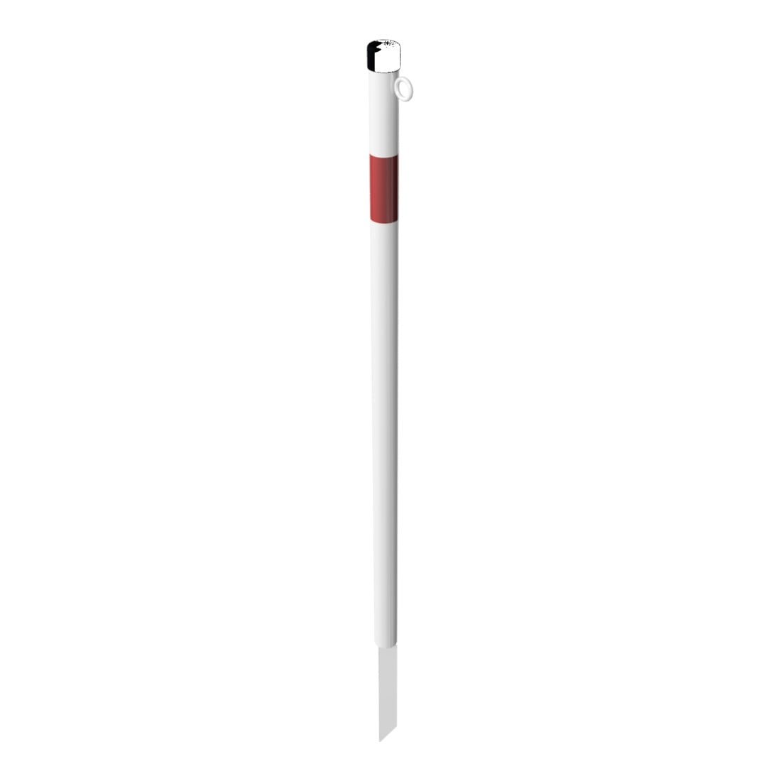Schake Absperrpfosten Typ 4042EB/1, ortsfest, Ø42mm + Einschlagspitze, weiß / rot + 1 Öse