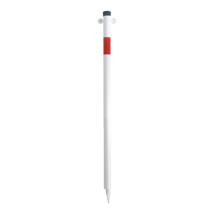 Schake Absperrpfosten Typ 4042EB/1, ortsfest, Ø42mm + Einschlagspitze, weiß / rot + 1 Öse
