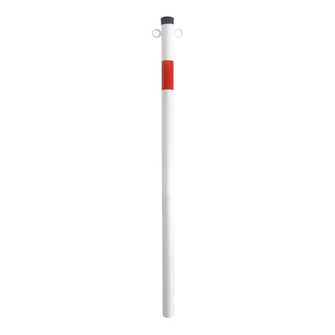 Schake Absperrpfosten Typ 4042EB/2, ortsfest, Ø42mm + Einschlagspitze, weiß / rot + 2 Ösen