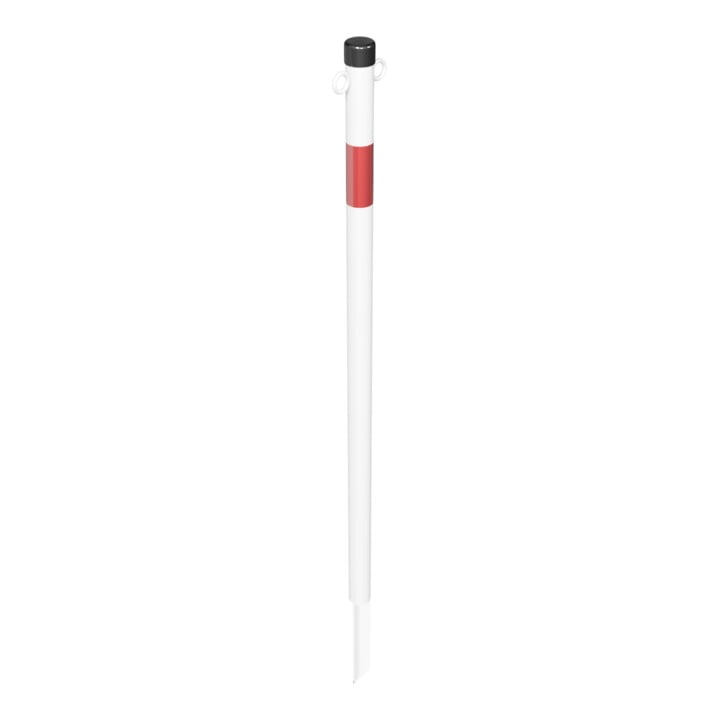 Schake Absperrpfosten Typ 4042EB/2, ortsfest, Ø42mm + Einschlagspitze, weiß / rot + 2 Ösen