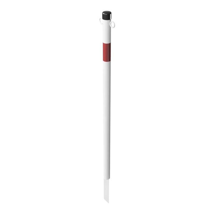 Schake Absperrpfosten Typ 4042EB/2, ortsfest, Ø42mm + Einschlagspitze, weiß / rot + 2 Ösen