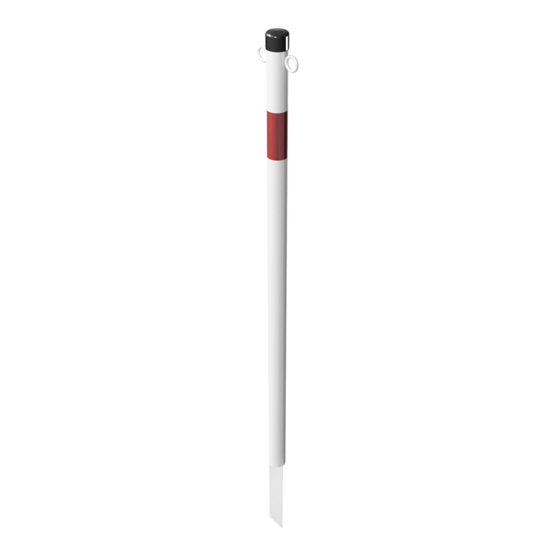Schake Absperrpfosten Typ 4042EB/2, ortsfest, Ø42mm + Einschlagspitze, weiß / rot + 2 Ösen