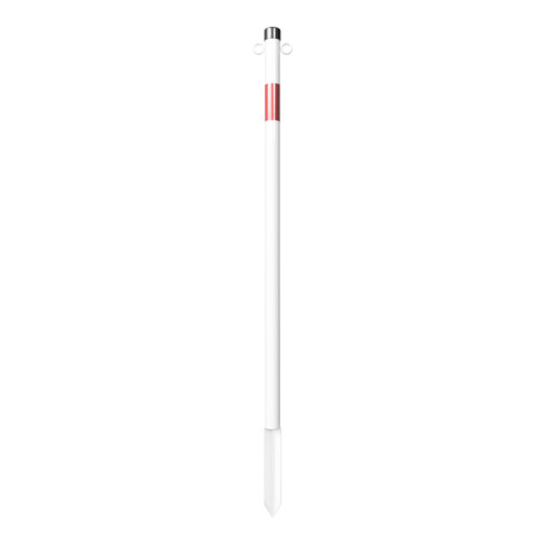 Schake Absperrpfosten Typ 4042EB/2, ortsfest, Ø42mm + Einschlagspitze, weiß / rot + 2 Ösen