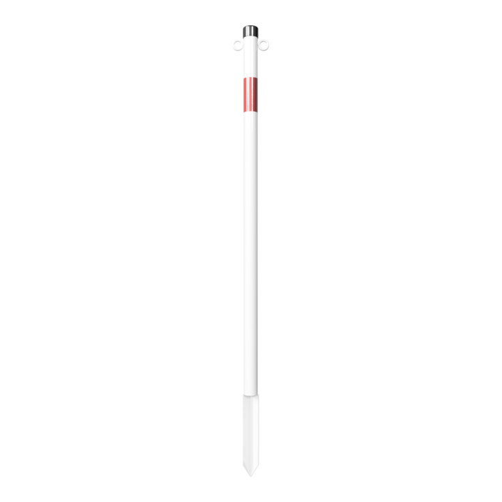 Schake Absperrpfosten Typ 4042EB/2, ortsfest, Ø42mm + Einschlagspitze, weiß / rot + 2 Ösen