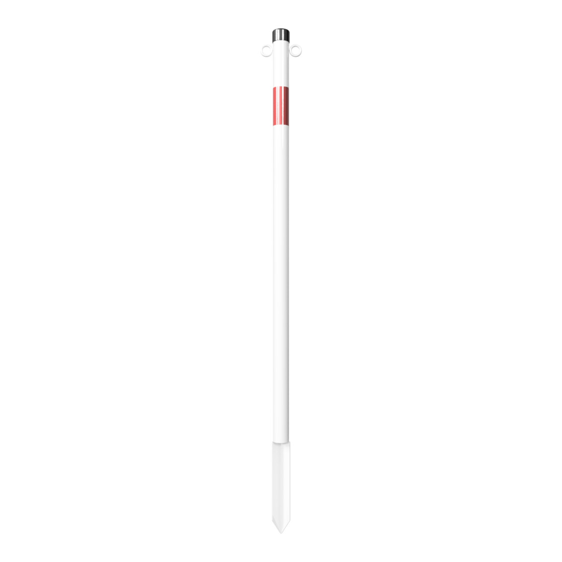 Schake Absperrpfosten Typ 4042EB/2, ortsfest, Ø42mm + Einschlagspitze, weiß / rot + 2 Ösen