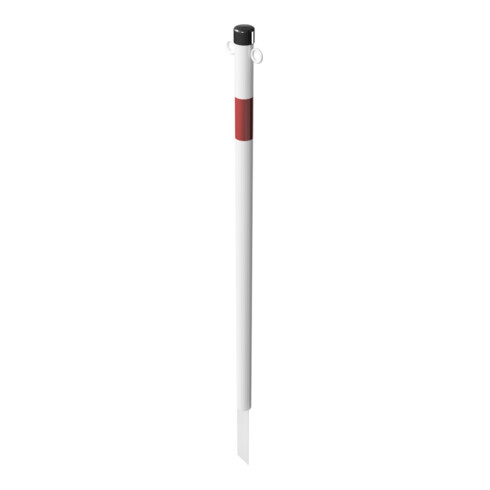 Schake Absperrpfosten Typ 4042EB/2, ortsfest, Ø42mm + Einschlagspitze, weiß / rot + 2 Ösen