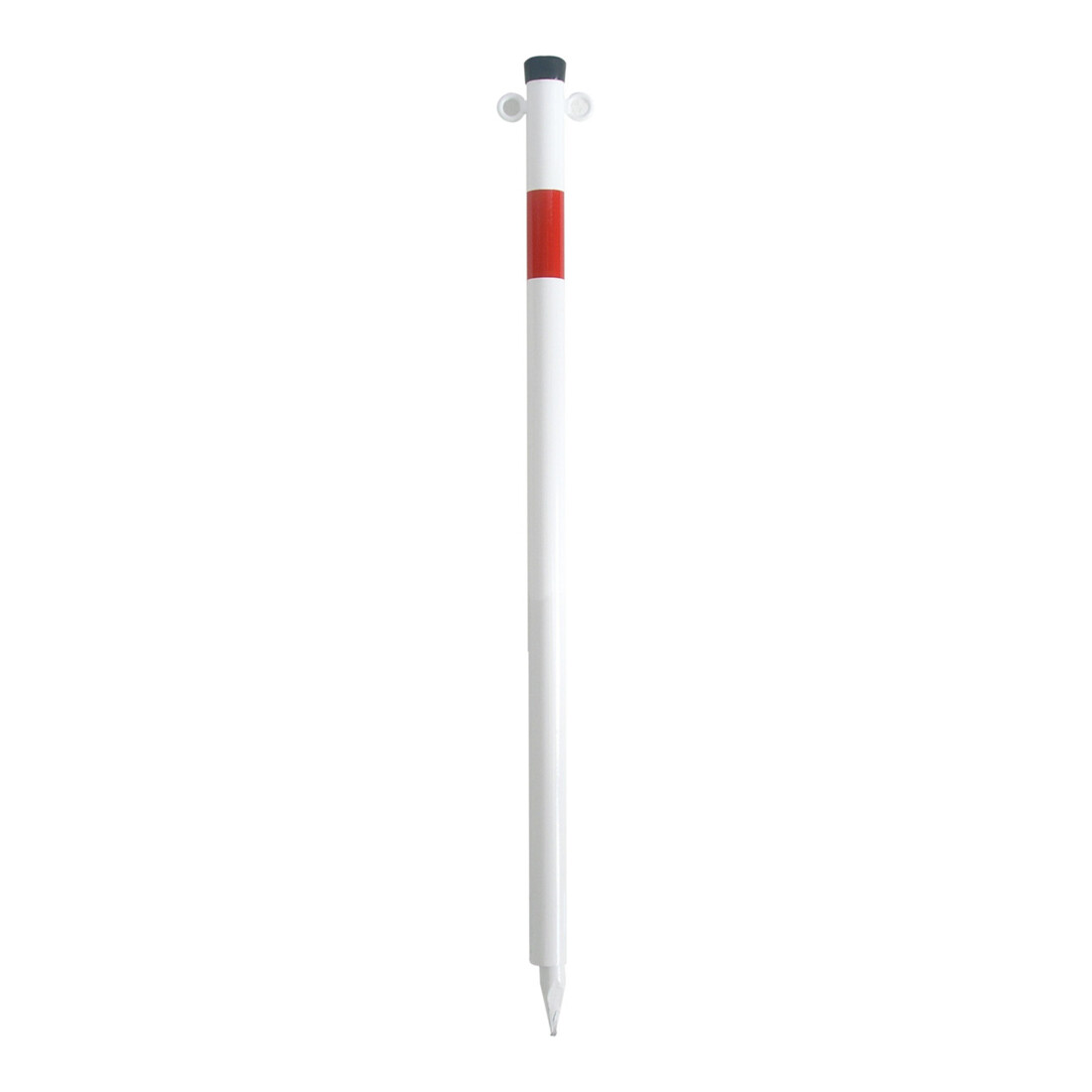 Schake Absperrpfosten Typ 4042EB/2, ortsfest, Ø42mm + Einschlagspitze, weiß / rot + 2 Ösen