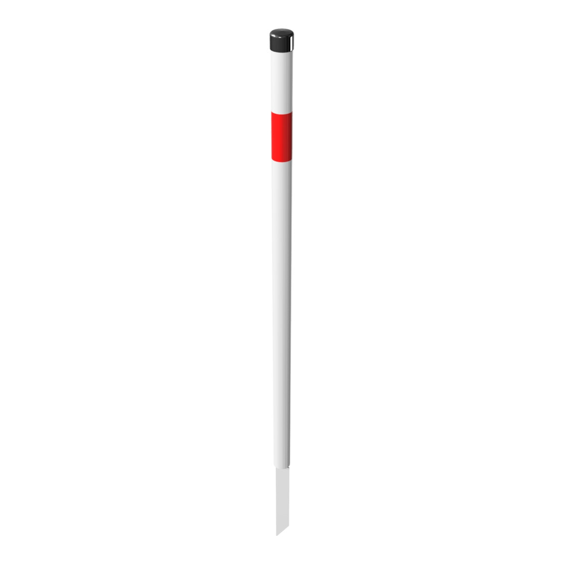 Schake Absperrpfosten Typ 4042EB, ortsfest, Ø42mm + Einschlagspitze, weiß / rot