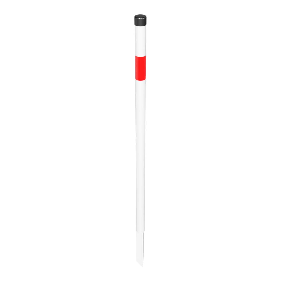 Schake Absperrpfosten Typ 4042EB, ortsfest, Ø42mm + Einschlagspitze, weiß / rot