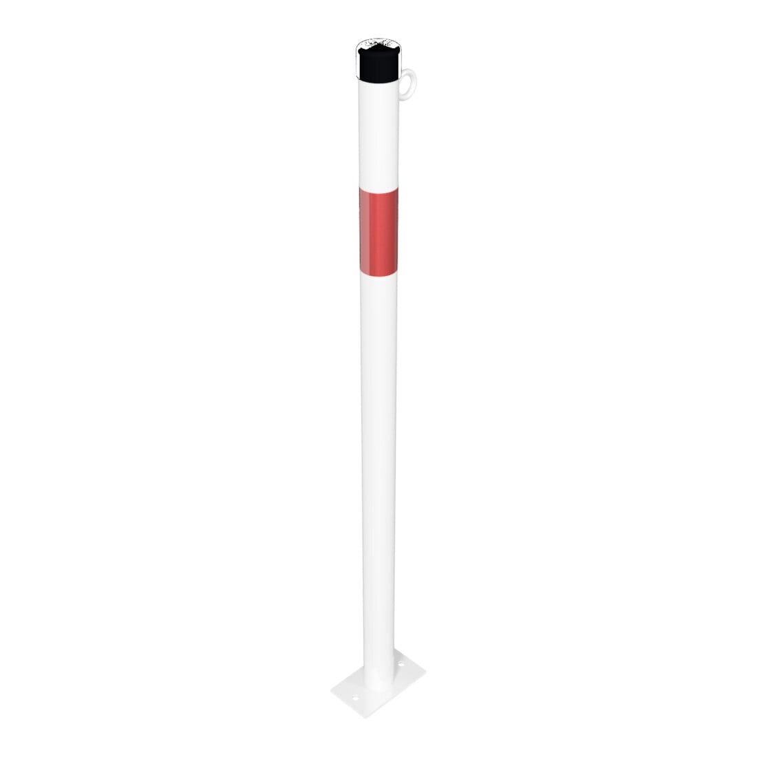 Schake Absperrpfosten Typ 4042PB/1, ortsfest, für Dübelbefestigung, Überflur 900 mm, weiß / rot + 1 Öse