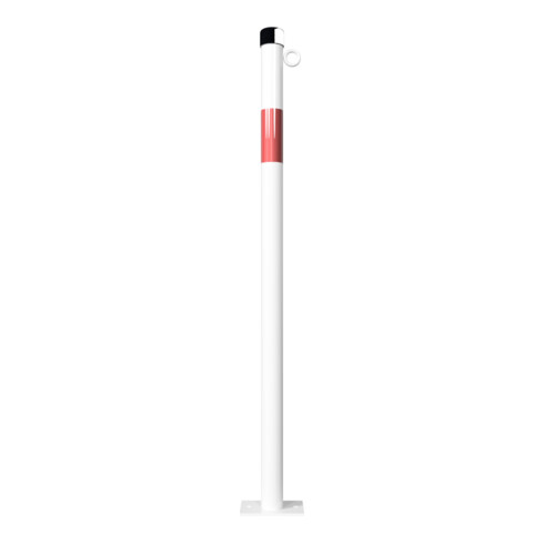 Schake Absperrpfosten Typ 4042PB/1, ortsfest, für Dübelbefestigung, Überflur 900 mm, weiß / rot + 1 Öse