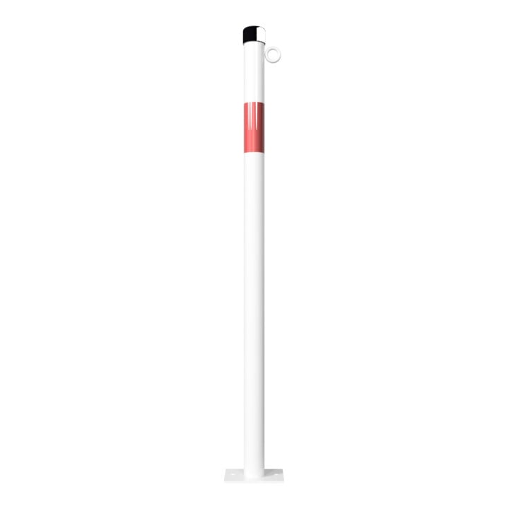 Schake Absperrpfosten Typ 4042PB/1, ortsfest, für Dübelbefestigung, Überflur 900 mm, weiß / rot + 1 Öse