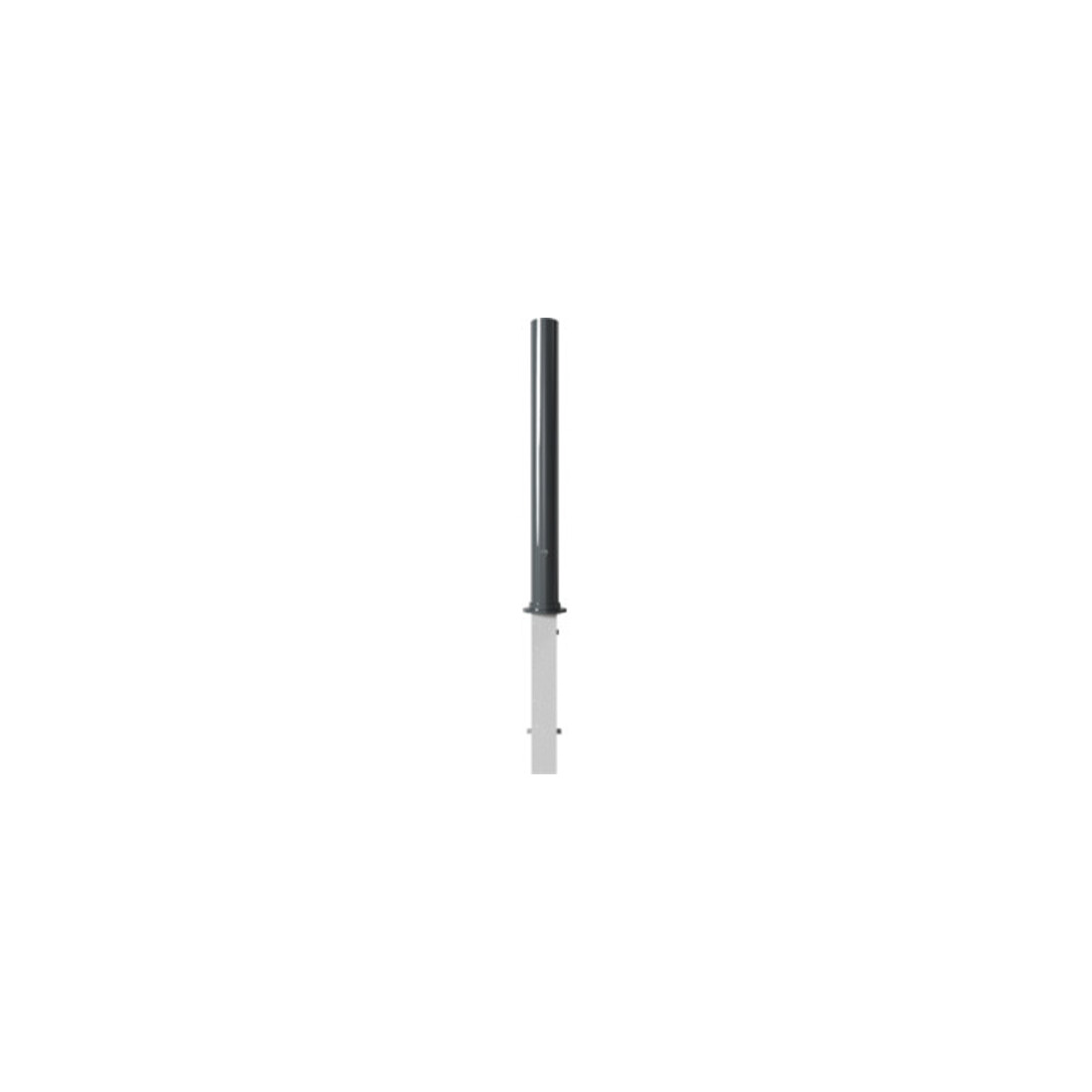 Schake Absperrpfosten Typ 4084FB, herausnehmbar, Ø 89mm + Dreikantverschluß, + Flachkopf (Feinstruktur) + angeschweißter Rosette 4084RB + Bodenhülse