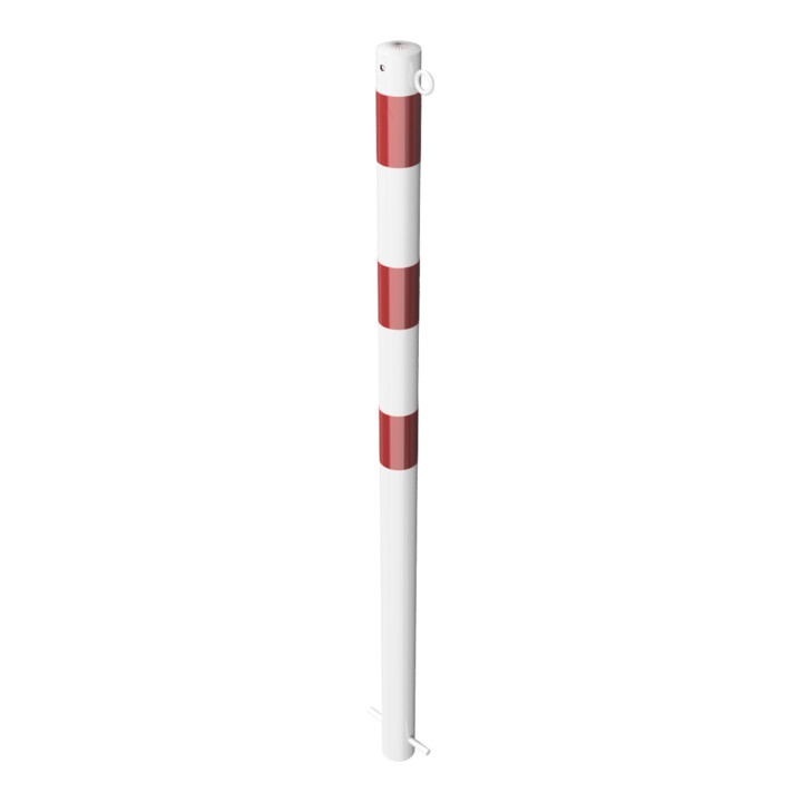 Schake Absperrpfosten Typ 460B/1, ortsfest, Ø 60mm, zum Einbetonieren, weiß / rot + 1 Öse