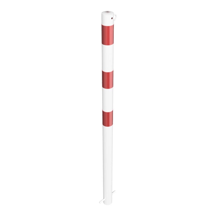 Schake Absperrpfosten Typ 460B/1, ortsfest, Ø 60mm, zum Einbetonieren, weiß / rot + 1 Öse