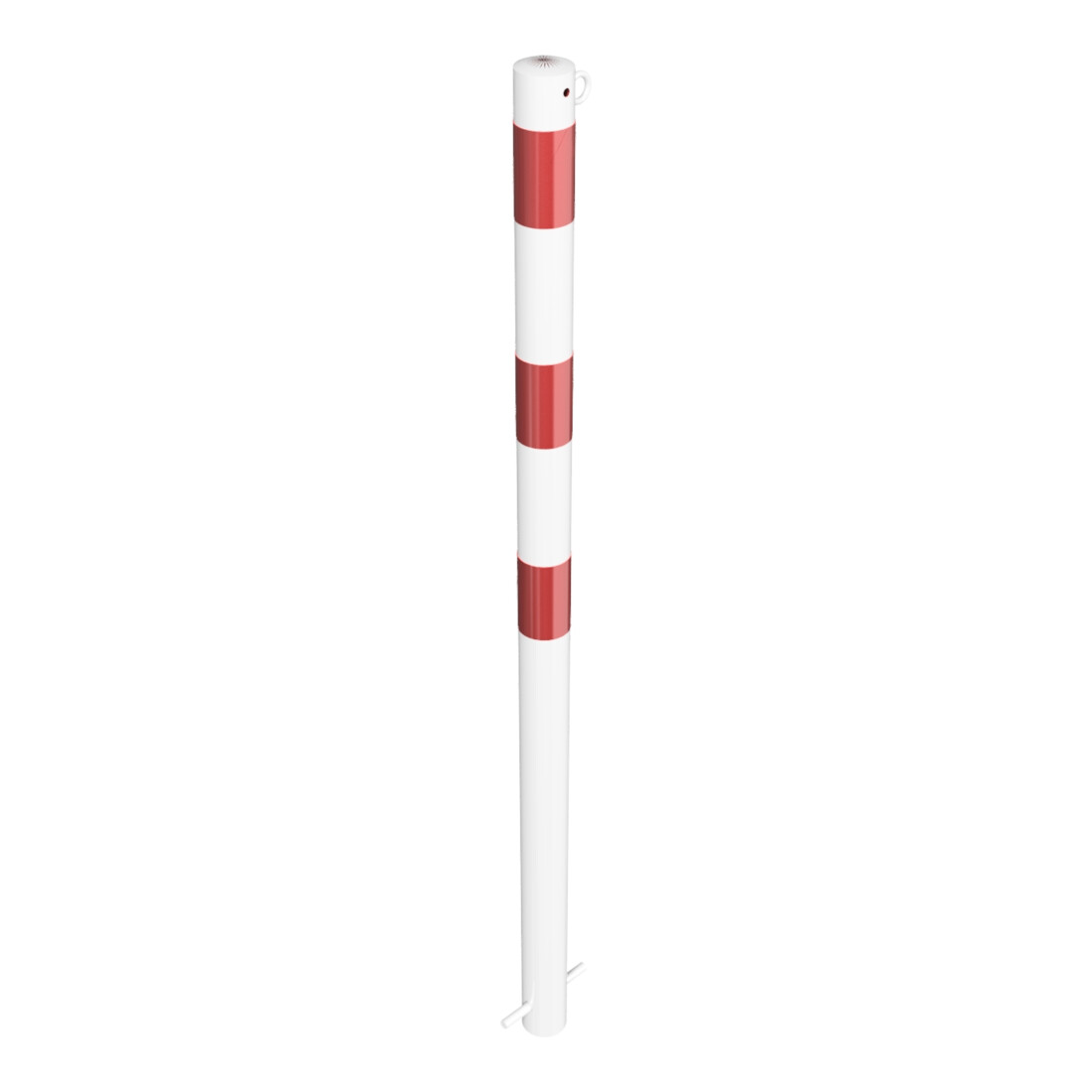Schake Absperrpfosten Typ 460B/1, ortsfest, Ø 60mm, zum Einbetonieren, weiß / rot + 1 Öse