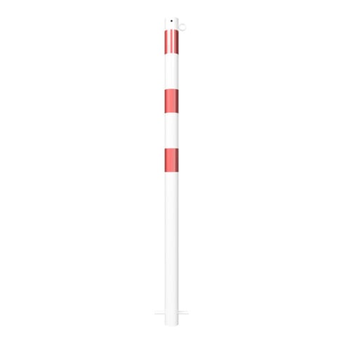 Schake Absperrpfosten Typ 460B/1, ortsfest, Ø 60mm, zum Einbetonieren, weiß / rot + 1 Öse