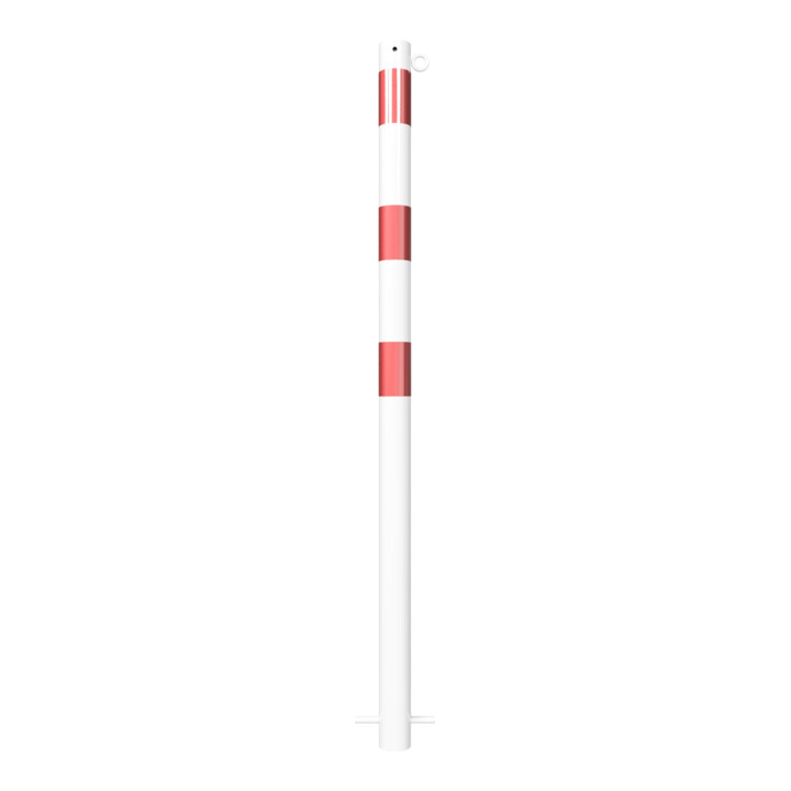 Schake Absperrpfosten Typ 460B/1, ortsfest, Ø 60mm, zum Einbetonieren, weiß / rot + 1 Öse