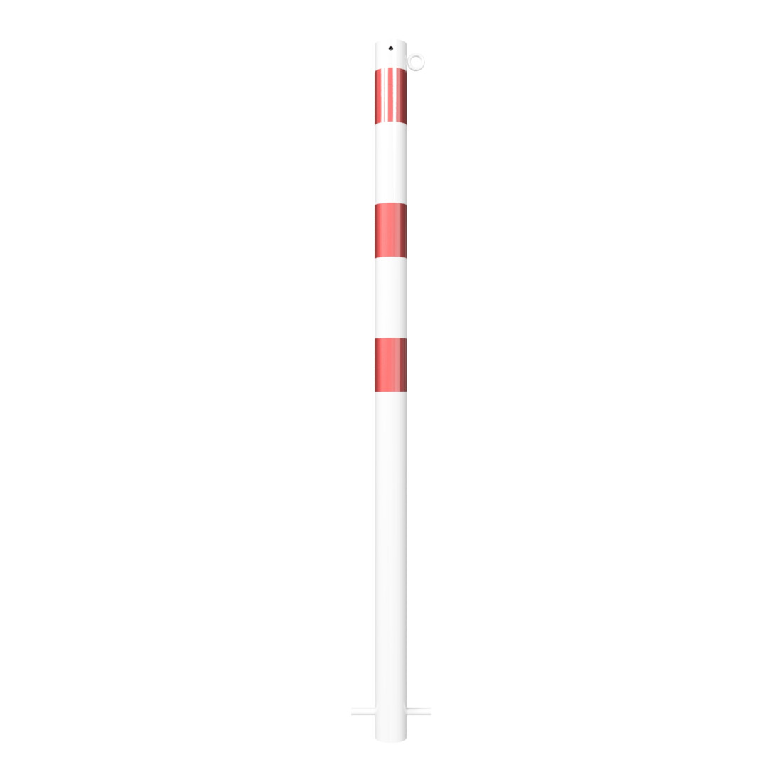 Schake Absperrpfosten Typ 460B/1, ortsfest, Ø 60mm, zum Einbetonieren, weiß / rot + 1 Öse