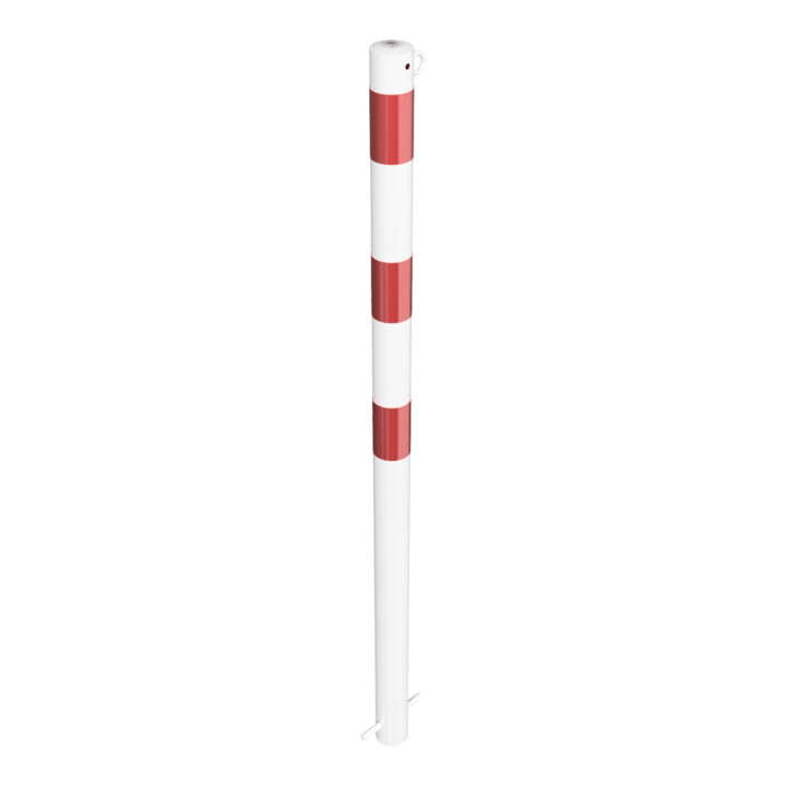 Schake Absperrpfosten Typ 460B/1, ortsfest, Ø 60mm, zum Einbetonieren, weiß / rot + 1 Öse