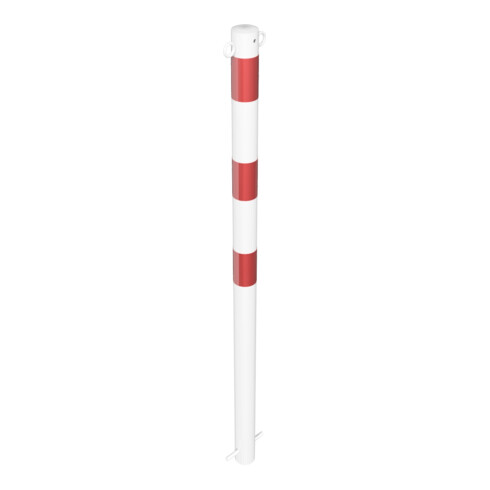 Schake Absperrpfosten Typ 460B/2, ortsfest, Ø 60mm, zum Einbetonieren, weiß / rot + 2 Ösen