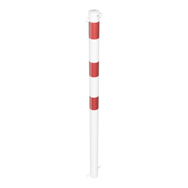 Schake Absperrpfosten Typ 460B/2, ortsfest, Ø 60mm, zum Einbetonieren, weiß / rot + 2 Ösen