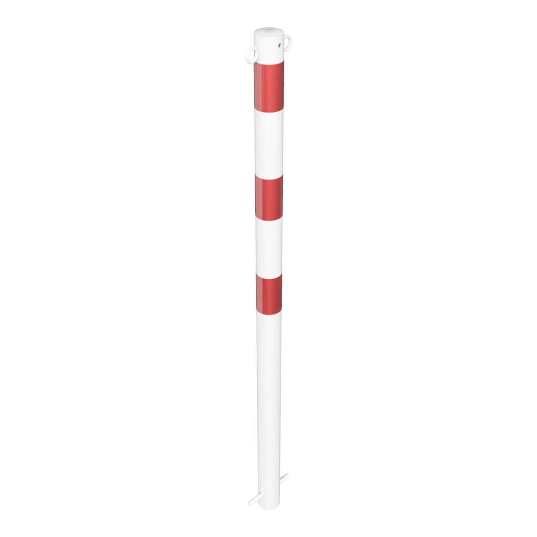 Schake Absperrpfosten Typ 460B/2, ortsfest, Ø 60mm, zum Einbetonieren, weiß / rot + 2 Ösen
