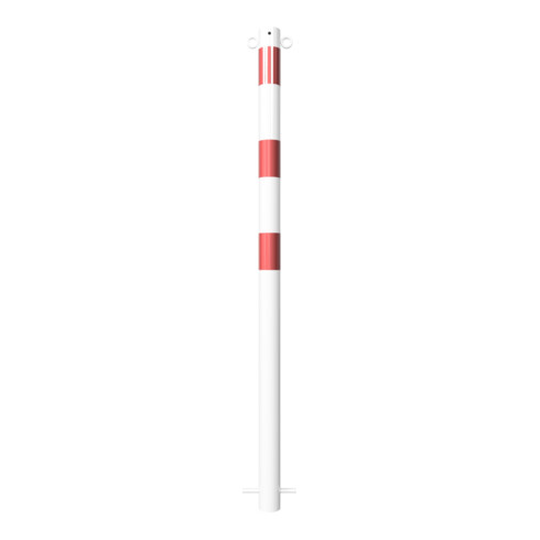 Schake Absperrpfosten Typ 460B/2, ortsfest, Ø 60mm, zum Einbetonieren, weiß / rot + 2 Ösen
