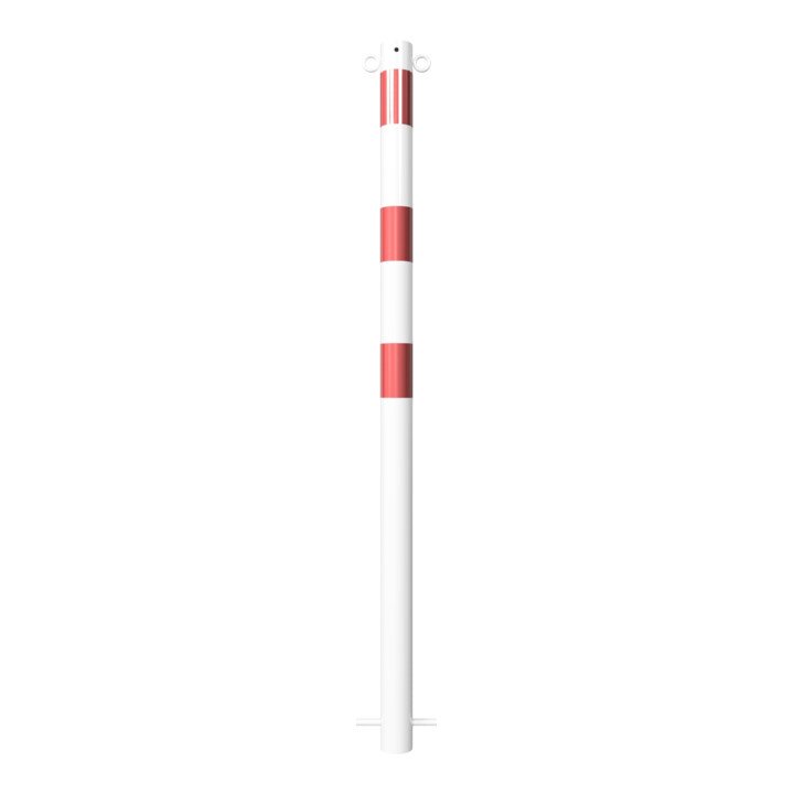 Schake Absperrpfosten Typ 460B/2, ortsfest, Ø 60mm, zum Einbetonieren, weiß / rot + 2 Ösen