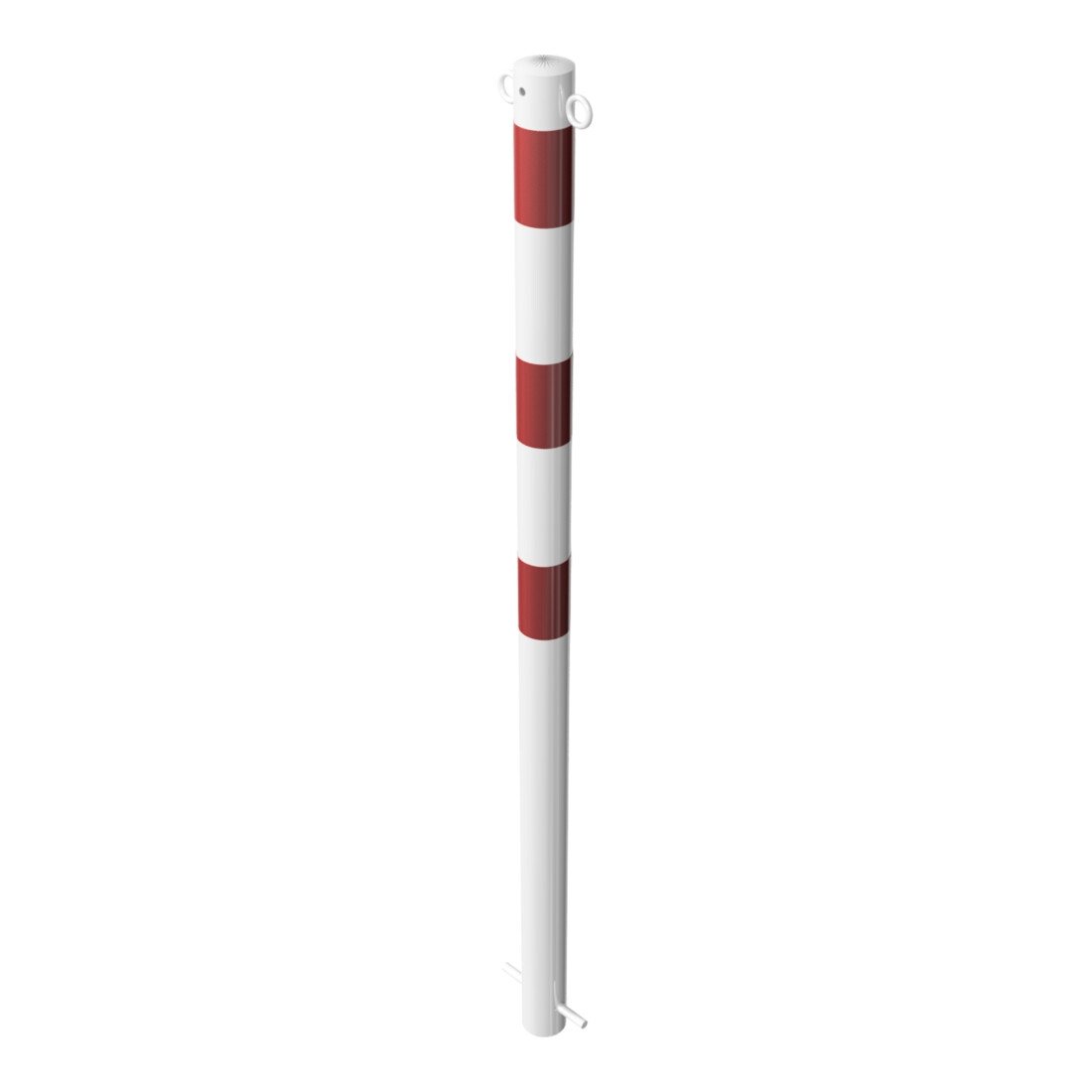 Schake Absperrpfosten Typ 460B/2, ortsfest, Ø 60mm, zum Einbetonieren, weiß / rot + 2 Ösen