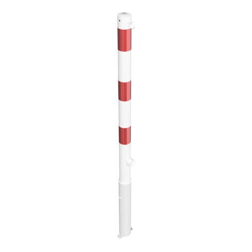 Schake Absperrpfosten Typ 460FB/1, herausnehmbar, Ø 60mm + Dreikantverschluß, weiß / rot + 1 Öse