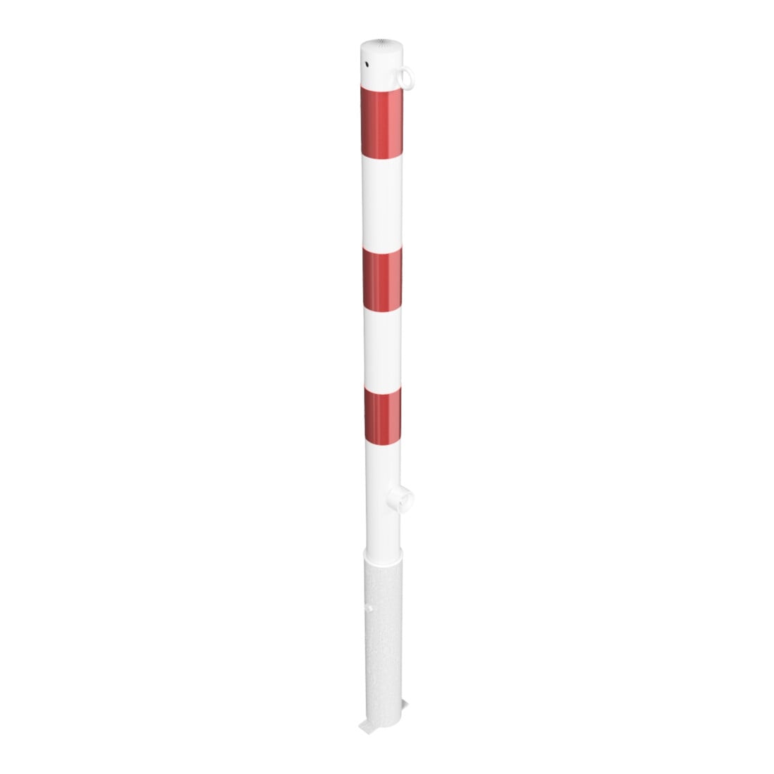 Schake Absperrpfosten Typ 460FB/1, herausnehmbar, Ø 60mm + Dreikantverschluß, weiß / rot + 1 Öse
