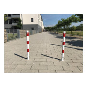Schake Absperrpfosten Typ 460FB/2, herausnehmbar, Ø 60mm + Dreikantverschluß, weiß / rot + 2 Ösen-2