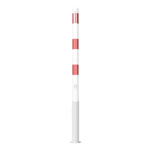 Schake Absperrpfosten Typ 460FB/2, herausnehmbar, Ø 60mm + Dreikantverschluß, weiß / rot + 2 Ösen