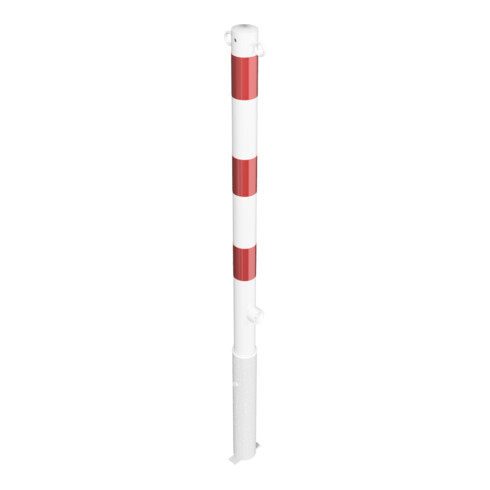 Schake Absperrpfosten Typ 460FB/2, herausnehmbar, Ø 60mm + Dreikantverschluß, weiß / rot + 2 Ösen