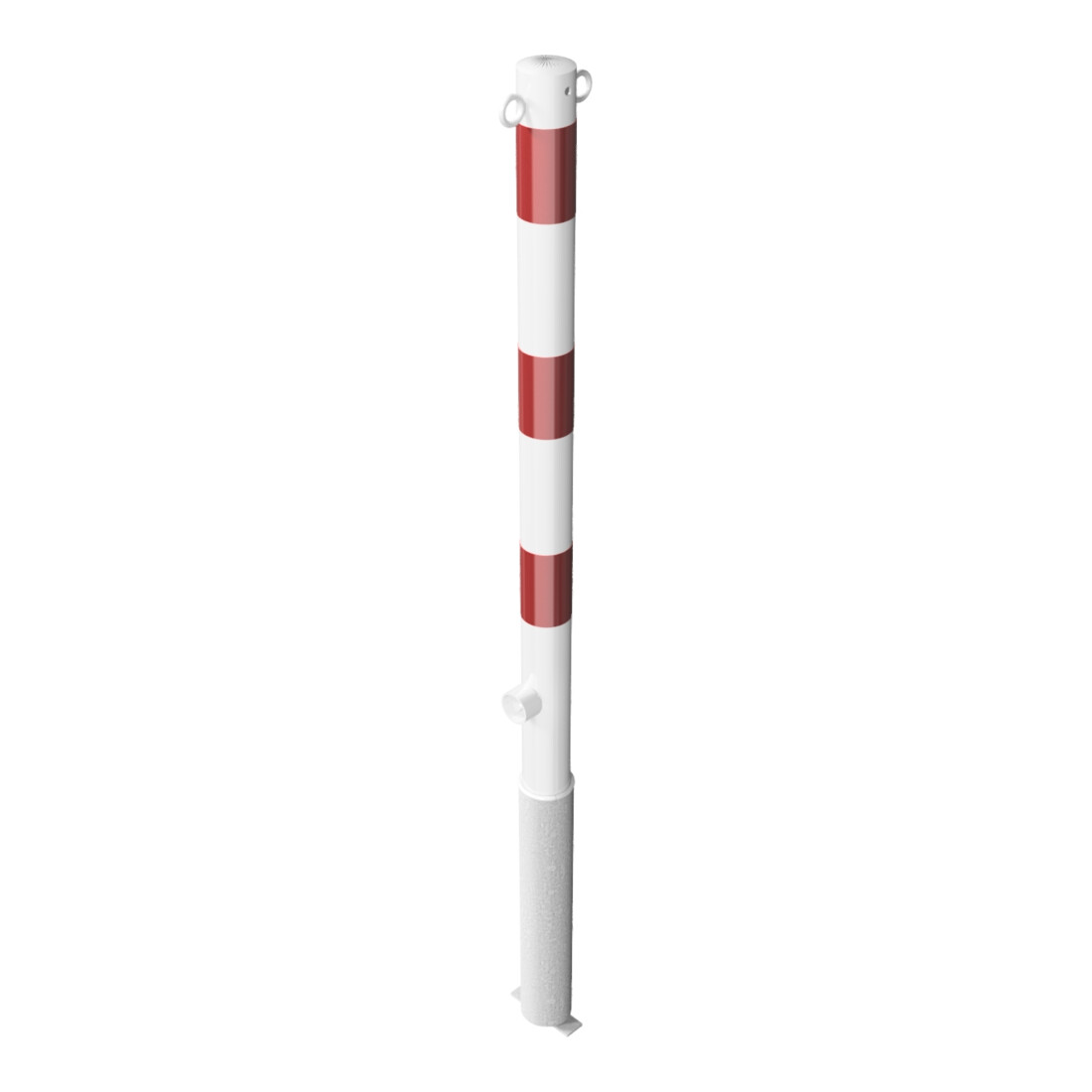 Schake Absperrpfosten Typ 460FB/2, herausnehmbar, Ø 60mm + Dreikantverschluß, weiß / rot + 2 Ösen