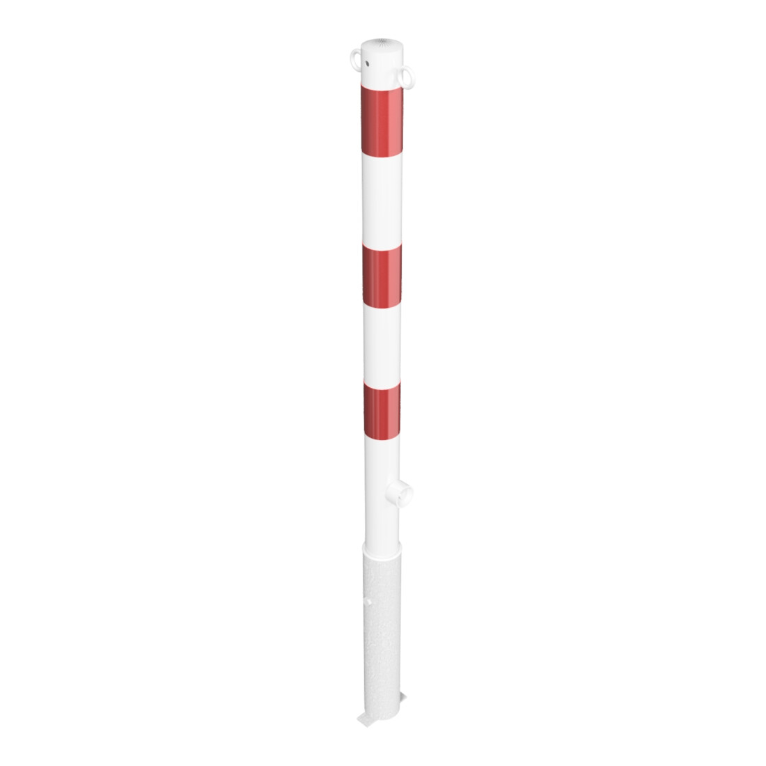 Schake Absperrpfosten Typ 460FB/2, herausnehmbar, Ø 60mm + Dreikantverschluß, weiß / rot + 2 Ösen
