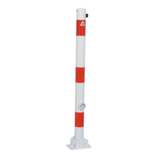 Schake Absperrpfosten Typ 460FUB, umlegbar + Dreikantverschluß, Ø 60mm, weiß / rot