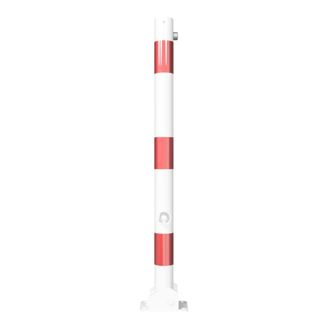 Schake Absperrpfosten Typ 460FUB, umlegbar + Dreikantverschluß, Ø 60mm, weiß / rot