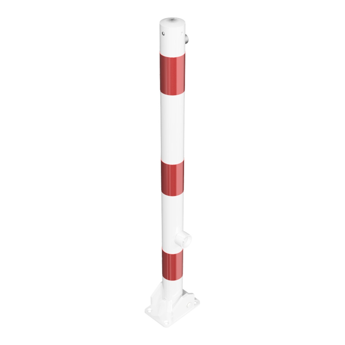 Schake Absperrpfosten Typ 460FUB, umlegbar + Dreikantverschluß, Ø 60mm, weiß / rot
